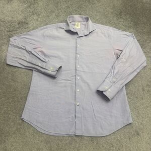 Strong Oxford Dress Shirt Mens Large 16.5 Purple Long Sleeve Cotton Classic Work